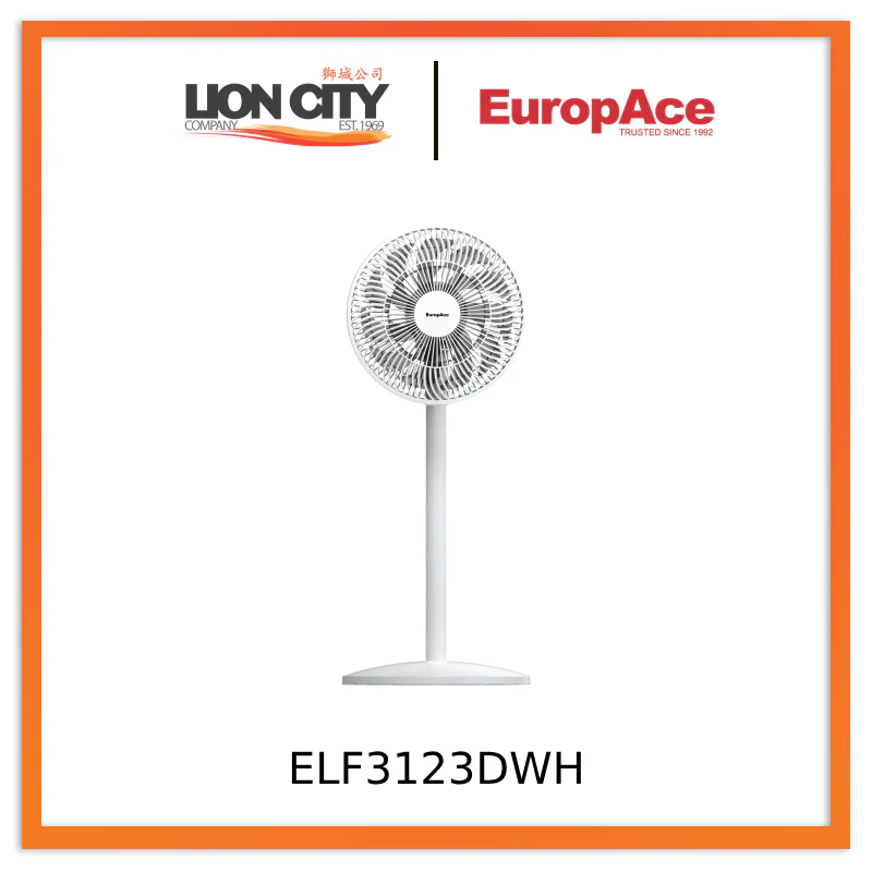 Europace ELF3123DWH 12” High Velocity Stand Fan Powerful Airflow, 7h Timer, Lightweight