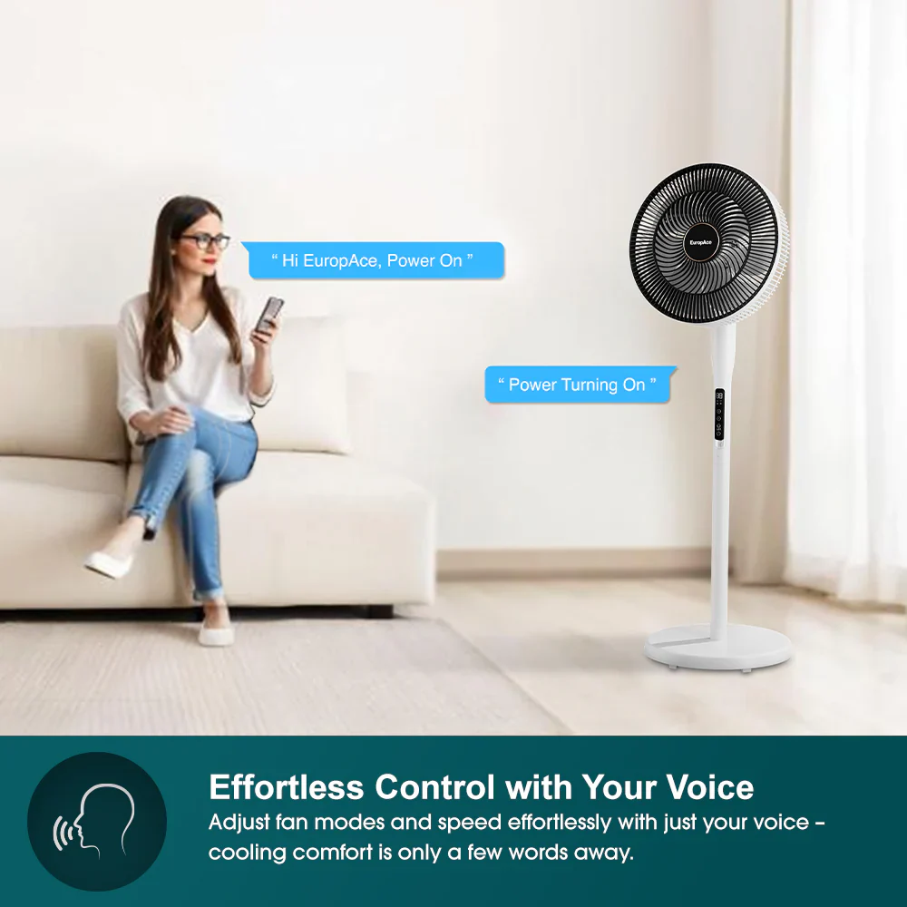 Europace ELF7147DWH 14” Whispr DC High Velocity Fan Voice Control, Aerospace Inspired Blades for Powerful Airflow - Image 3