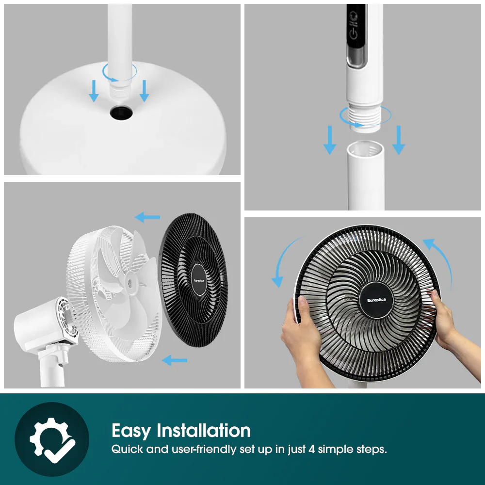 Europace ELF7147DWH 14” Whispr DC High Velocity Fan Voice Control, Aerospace Inspired Blades for Powerful Airflow - Image 5