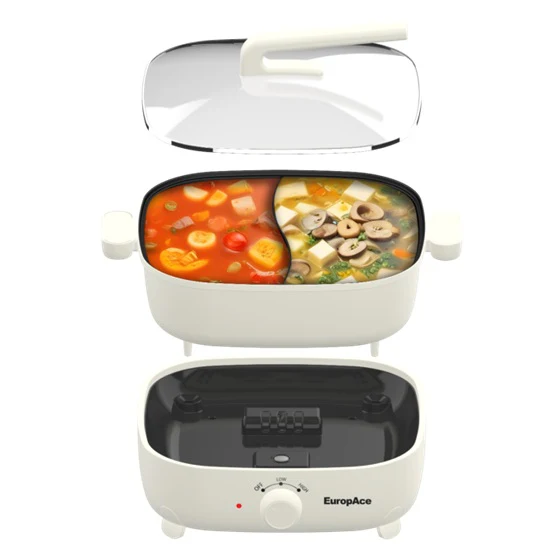 EuropAce EMC5600D 6L 1800W Non-Stick Yuan Yang Multi-Cooker Hotpot - Ivory - Image 5