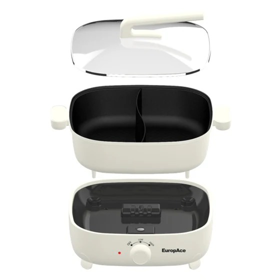 EuropAce EMC5600D 6L 1800W Non-Stick Yuan Yang Multi-Cooker Hotpot - Ivory - Image 6