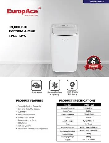 Europace EPAC 13Y6 Portable Aircon 13,000 BTU (EPAC 13Y6) - Image 3