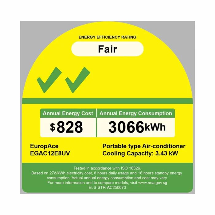 Europace Portable Aircon EGAC12E8UV 12,000 BTU 2 Tick Rating - Image 2