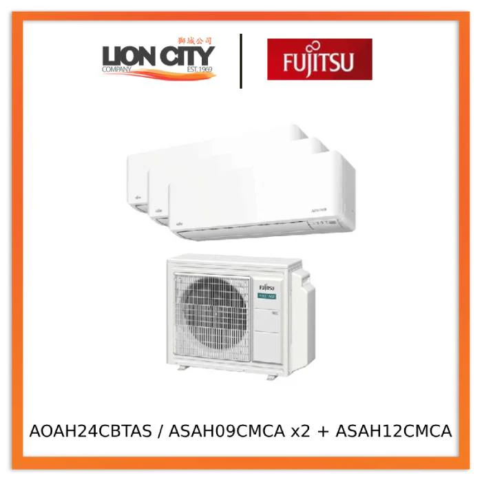 Fujitsu AOAH24CBTAS / ASAH09CMCA x2 + ASAH12CMCA Airstage System 3 Aircon (9k X2 + 12k)