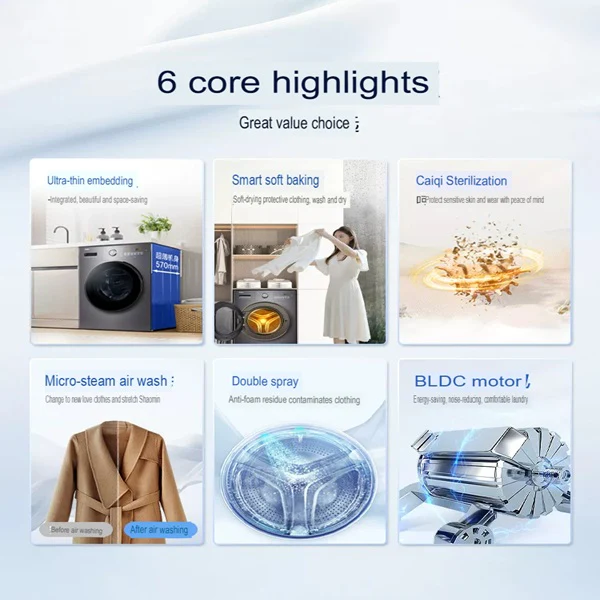 Haier 10kg EG100HMATE28S Ultra-Thin Fully Automatic Front Load Drum Washing cum Dryer Machine - Image 5