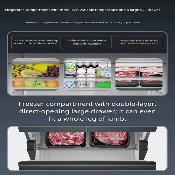 Haier BCD-411WLHFD7DC9U1 411L  French Door Inverter Frost-Free Refrigerator, Optimal Energy Efficiency - Image 3