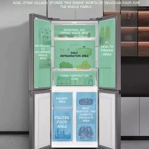 Haier BCD-406WLHTDEDSLU1 406L Cross Four-Door Inverter Refrigerator with Air-Cooled Crystal Glass Finish - Image 4