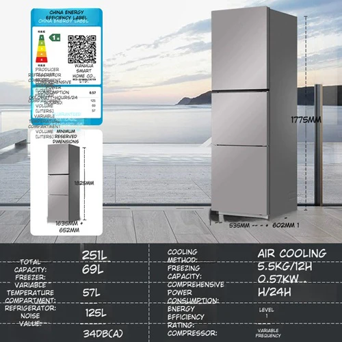Haier Leader BCD-251WGLC3E7S9 251L Three-Door Frost-Free Air-Cooled Refrigerator Energy Class 1 - Image 4