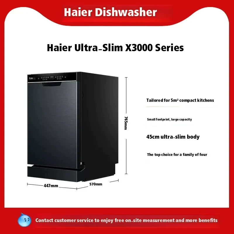 Pre-Order Haier X11S Double‑Sided 14‑Set Embedded Ultra‑Narrow Dishwasher Snow White - Image 11