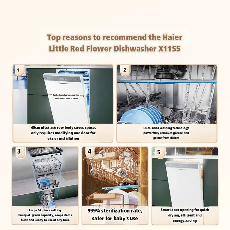 Pre-Order Haier X11S Double‑Sided 14‑Set Embedded Ultra‑Narrow Dishwasher Snow White - Image 20