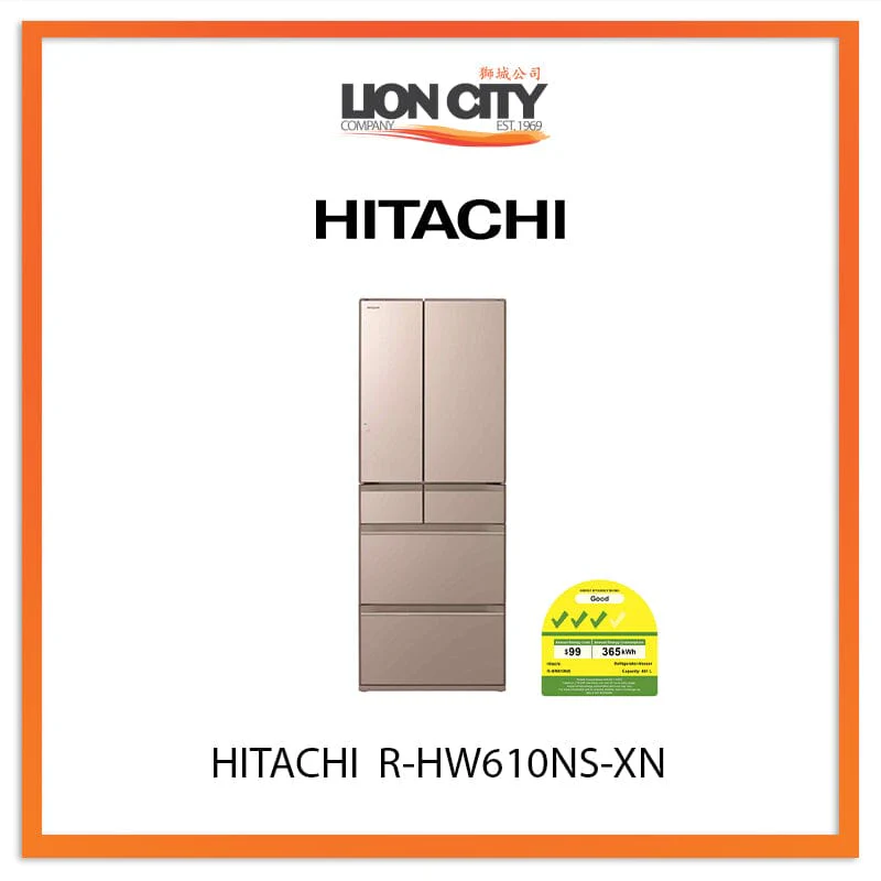 HITACHI 461L MULTI DOOR FRIDGE R-HW610NS-XN (MADE IN JAPAN)