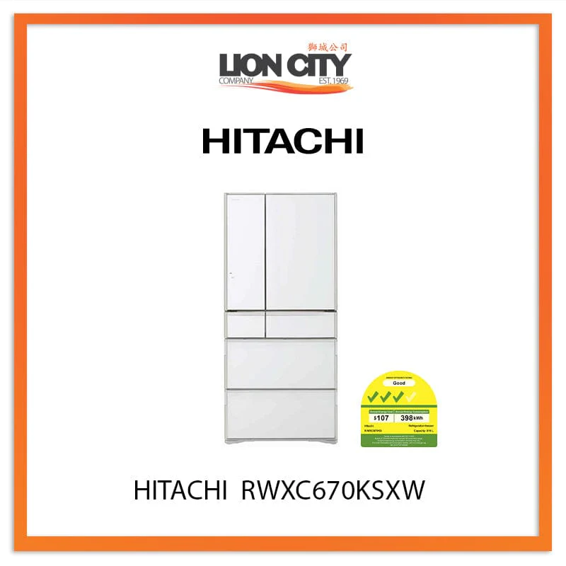 HITACHI 519L MULTIDOOR IOT FRIDGE RWXC670KSXW (MADE IN JAPAN)