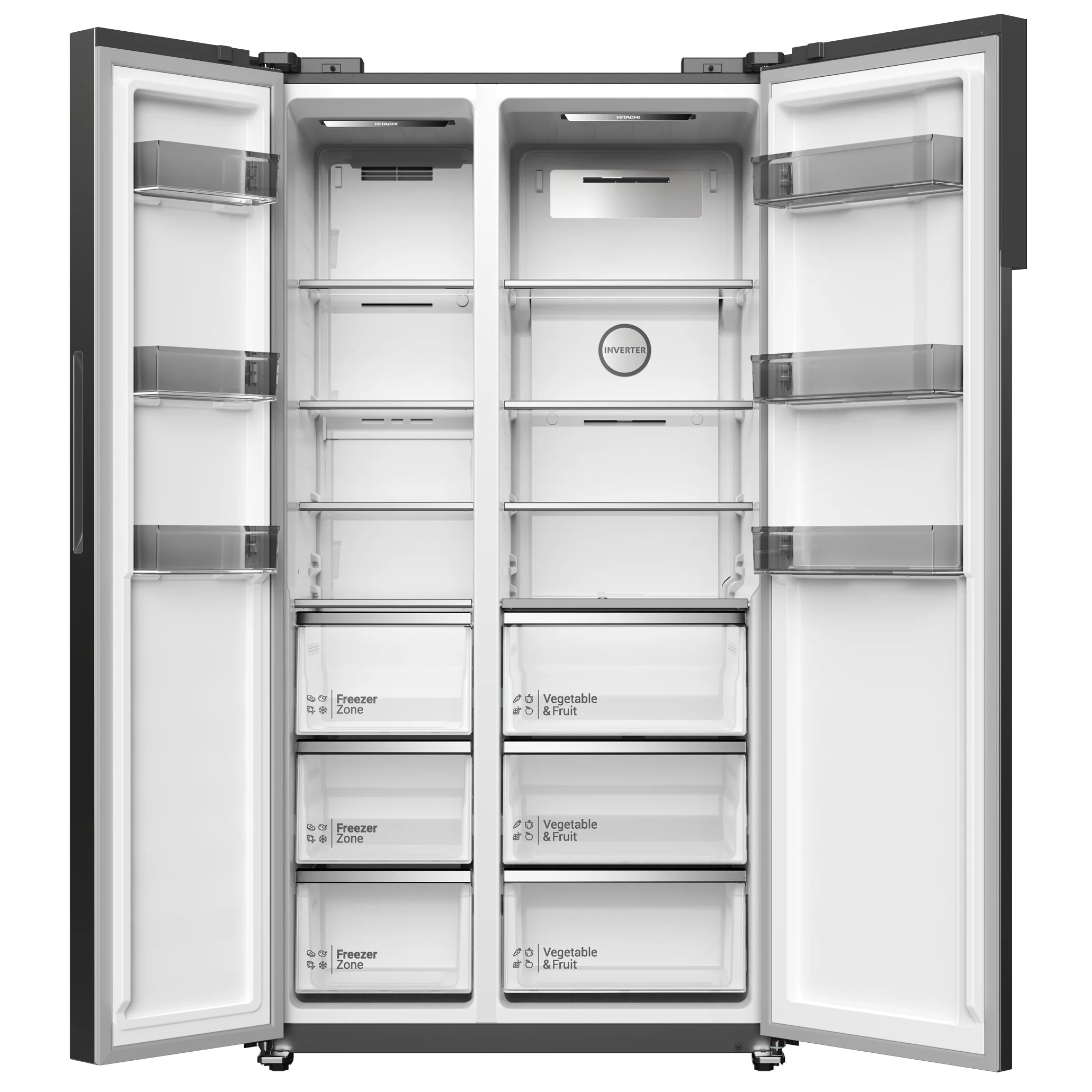 Hitachi HRSN9552DGBSG 525L Side-by-Side Fridge Inverter Compressor Dark Inox - Image 2