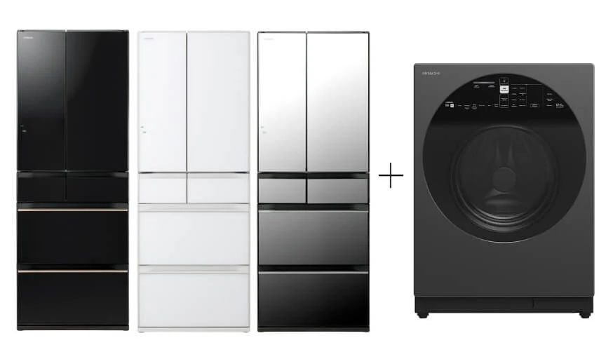 Hitachi R-HW620RS-XK/XW/X 416l Multi-door Fridge+Hitachi BD-D120XGV Front Load Washer Dryer 12/8KG - Image 2