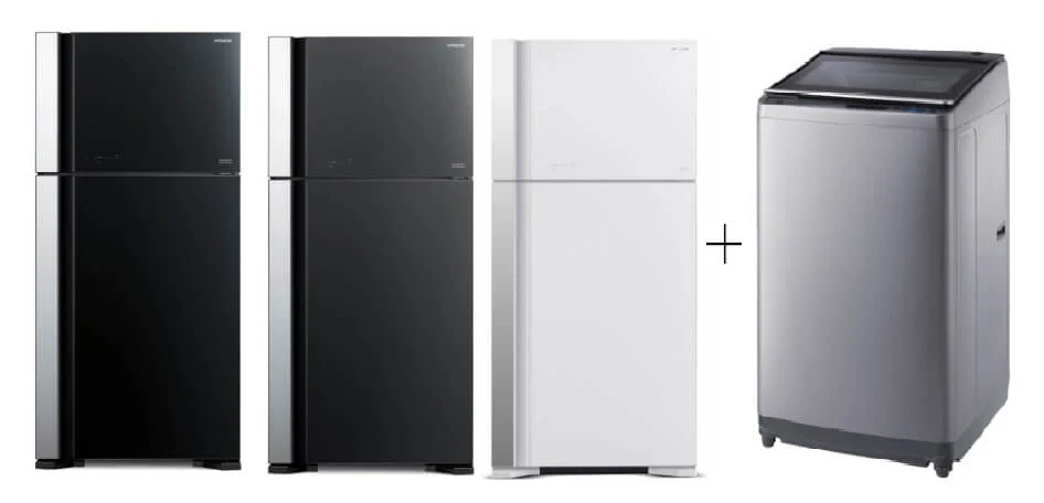 Hitachi R-VG560P7MS - GBK/GPW/GGR 450L Top Freezer Fridge + Hitachi SF-120XAV 12kg Top Load with Glass Top Washing Machinep Load with Glass Top Washing Machine - Image 2