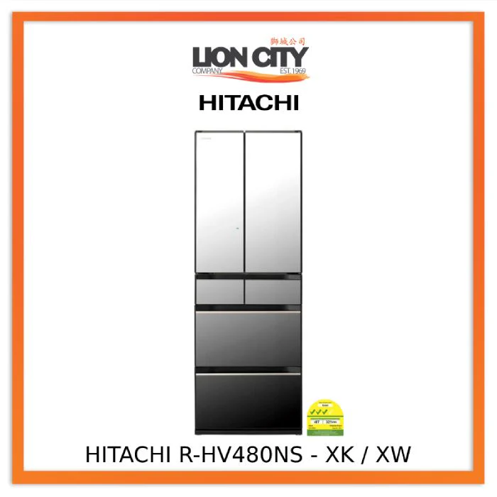 Hitachi RHV480NS 371L 6 Doors Fridge R-HV480NS - XK / XW