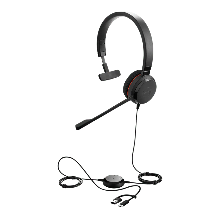 Jabra Evolve 30 II UC Mono Wired Headset USB-C/A Adapter Black - Image 4