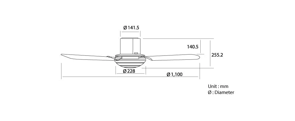 KDK M11SU Silver/White 110cm Ceiling Fan w/Remote Control - Image 4