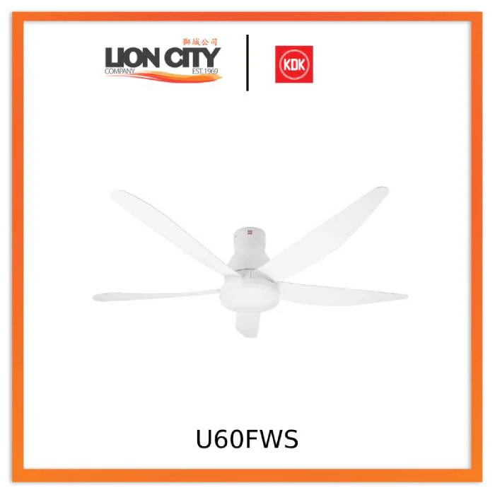 KDK U60FWS Black/White 150cm Ceiling Fan w/ Remote Control * Short Rod * - Image 3