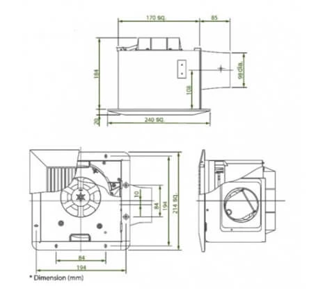 KDK 17CUH Ceiling Mount Ventilating Fan 17cm - Image 3