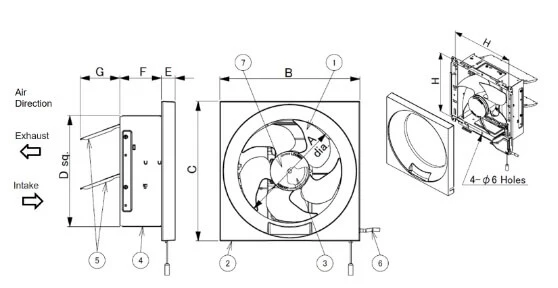 KDK 20RGA Wall Mount Ventilating Fan Propeller - Image 3