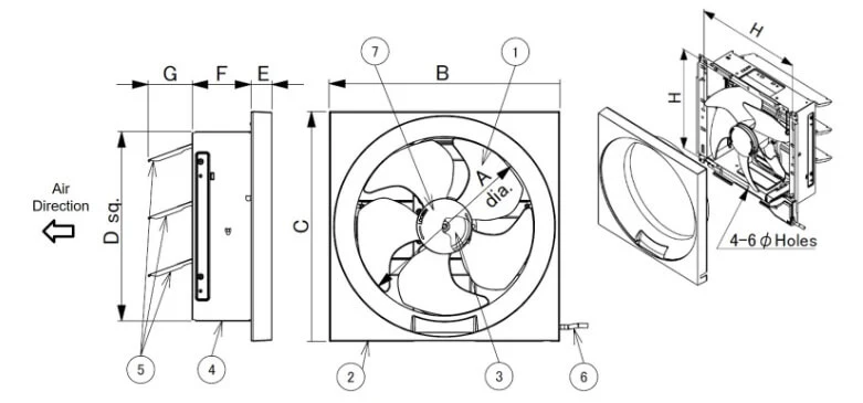 KDK 25AUA Wall Mount Ventilating Fan 25cm - Image 4