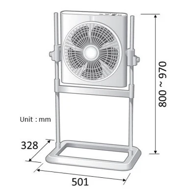 KDK SS30H Lavender/Grey 30cm Box Fan with Stand - Image 6