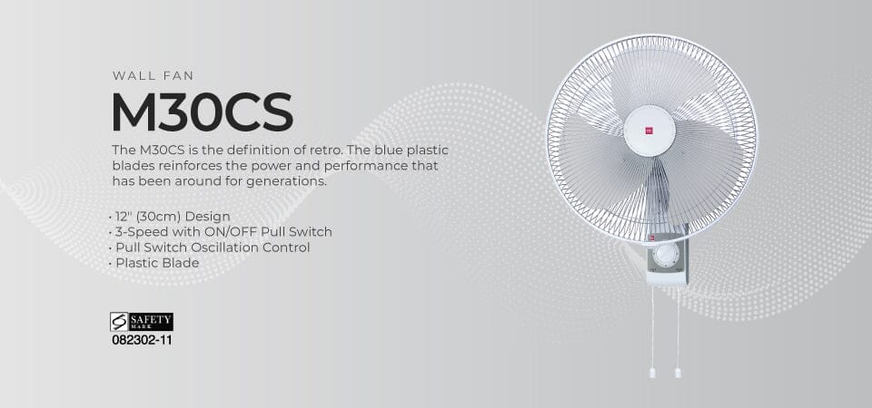 KDK M30CS Grey/Blue 30cm Wall Fan - Image 4