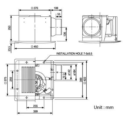 KDK 38CHG Ceiling Mount Ventilating Fan, 38cm - Image 4