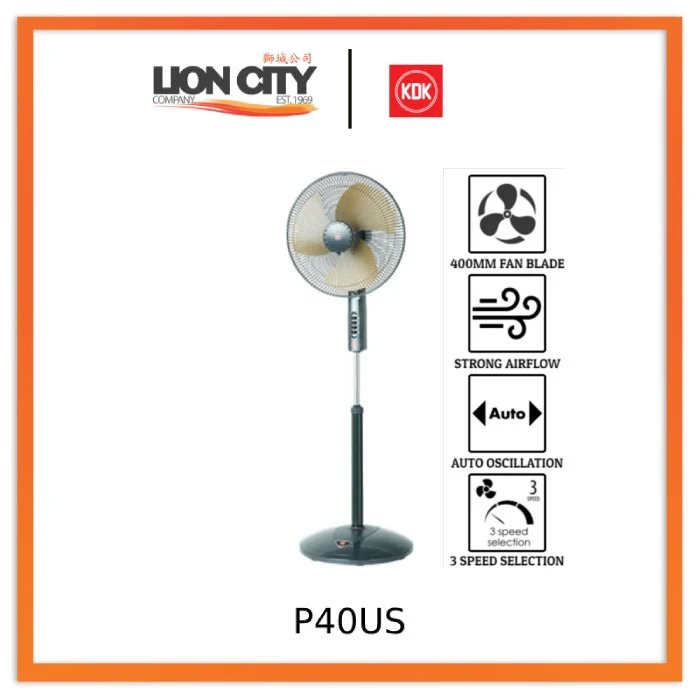 KDK P40US 16" 40cm 3-speed Stand Fan with Metal Blade (CH, WH, GL) - Image 5