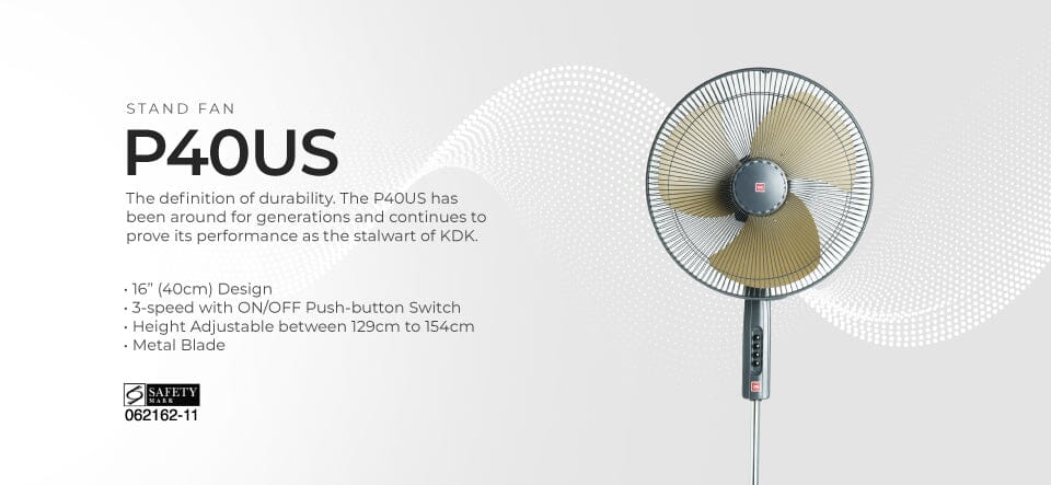 KDK P40US 16" 40cm 3-speed Stand Fan with Metal Blade (CH, WH, GL) - Image 8