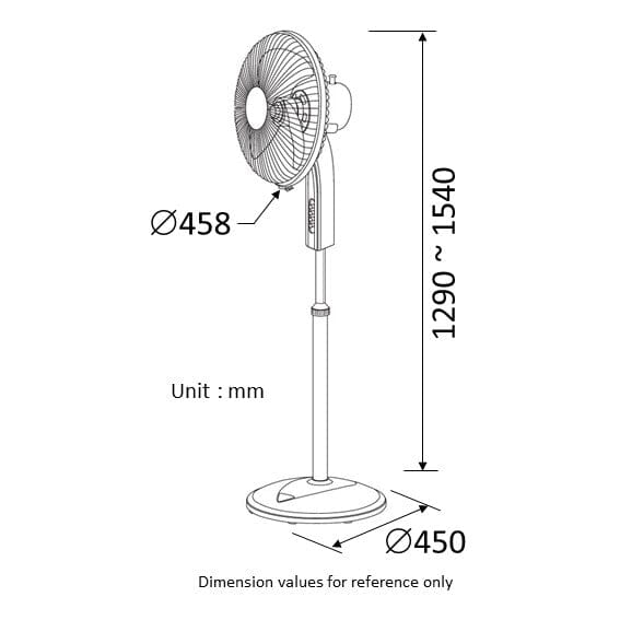 KDK P40US 16" 40cm 3-speed Stand Fan with Metal Blade (CH, WH, GL) - Image 9