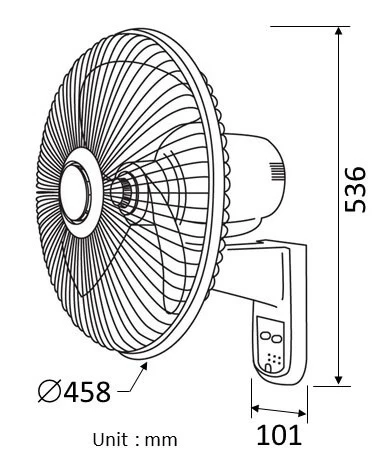 KDK M40MS Black/Grey 40cm Wall Fan w/Remote Control - Image 5