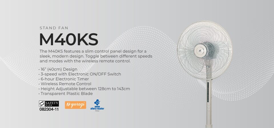 KDK M40KS Grey/Gold Stand Fan with Alleru-Buster filter, Remote Control and Adjustable Height - Image 3