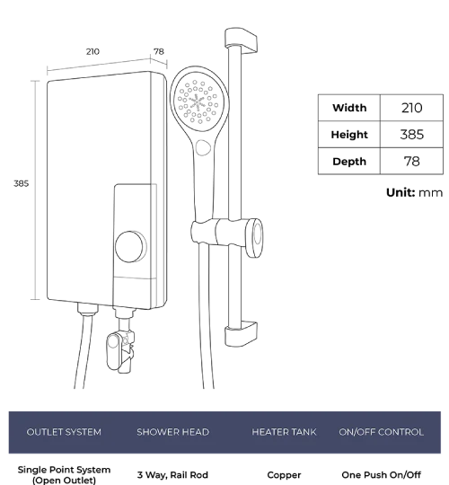 KDK TG3AE1 Instant Water Heater with Iconic Corner Control - Image 7