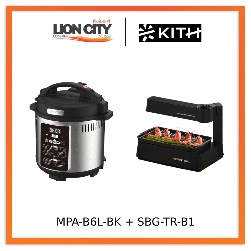 KITH 17-IN-1 Multifunctional Pressure Cooker & Air Fryer + KITH Smokeless Mini BBQ Duo Grill