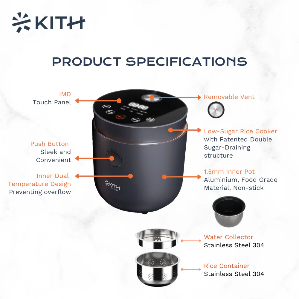 KITH Low-Sugar Rice Cooker LRC-1L-BK - Image 3