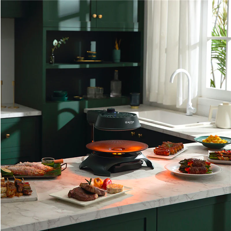Kith SBG-KS-G1 Smokeless Bbq Grill (Single Knob) Forest Green | Patented 360° Auto Rotate Grill Pan - Image 4
