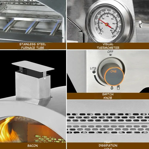 Large Gas Pizza Furnace Italian Classic Stainless Steel Oven - Image 5