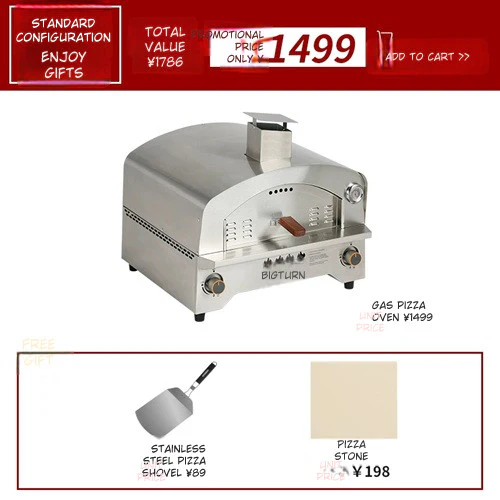 Large Gas Pizza Furnace Italian Classic Stainless Steel Oven - Image 8