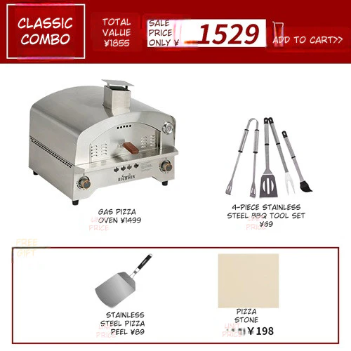 Large Gas Pizza Furnace Italian Classic Stainless Steel Oven - Image 9