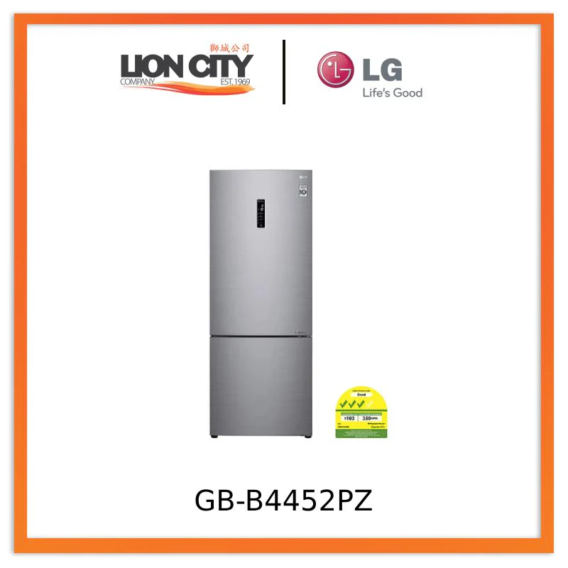 LG GB-B4452PZ 451 L Bottom Freezer with Inverter Compressor in Platinum silver