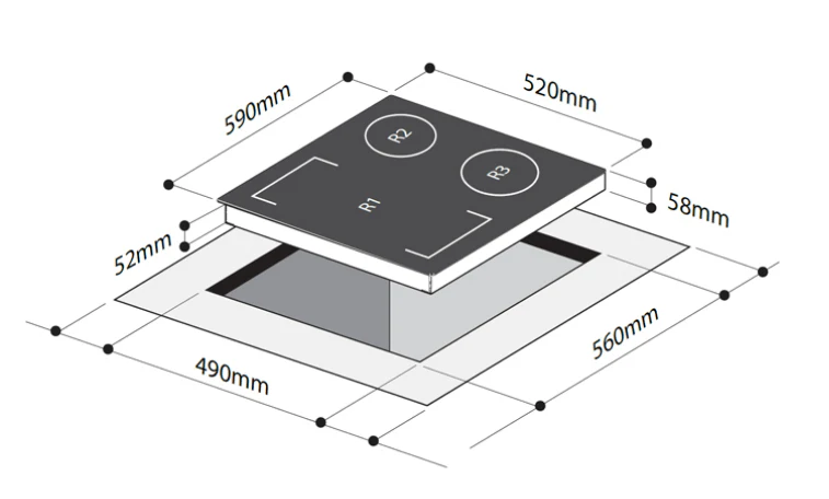 Mayer MMIH603FZ 60 cm Flexi 3 Zone Induction Hob - Image 3