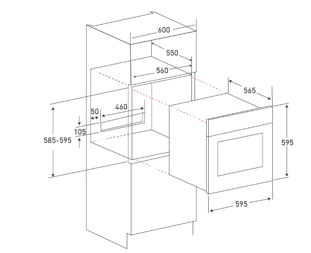 Mayer MMDO8R 60 cm Built-in Oven with Smoke Ventilation - Image 3