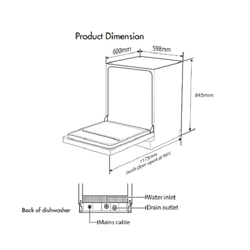 Mayer MMDW07SA 13 Place Setting Free Standing Dishwasher - Image 4