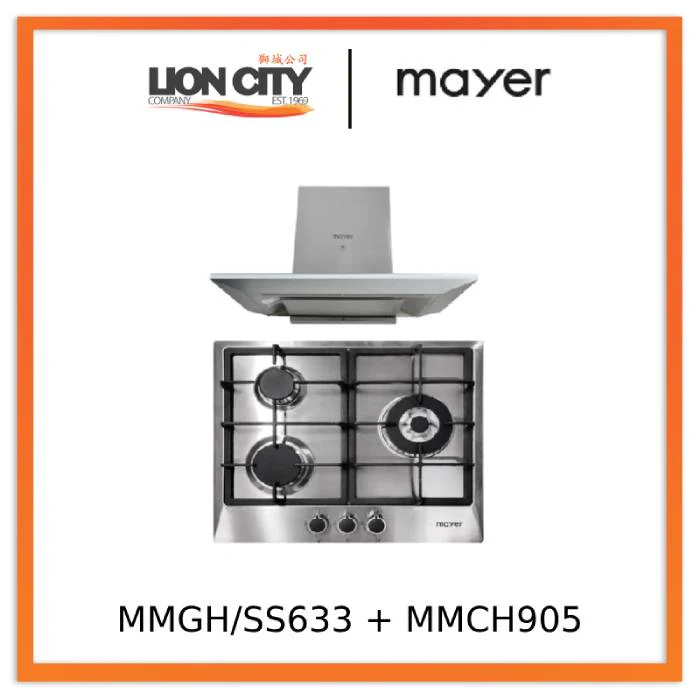 Mayer MMGH/SS633 60cm 3 Burner Glass Gas Hob + MMCH905 90cm Chimney Hood - Image 3