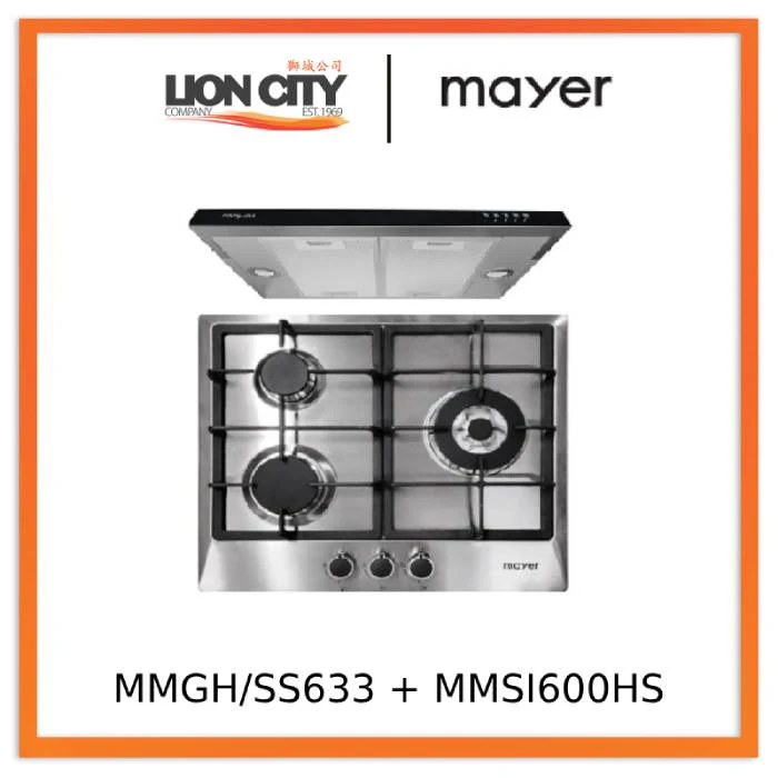 Mayer MMGH/SS633 60cm 3 Burner Glass Gas Hob + MMSI600HS 60 Cm Semi-integrated Slimline Hood - Image 3