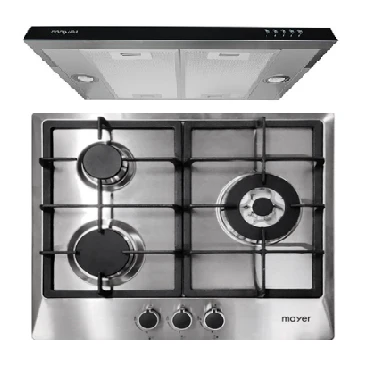 Mayer MMGH/SS633 60cm 3 Burner Glass Gas Hob + MMSI600HS 60 Cm Semi-integrated Slimline Hood - Image 4