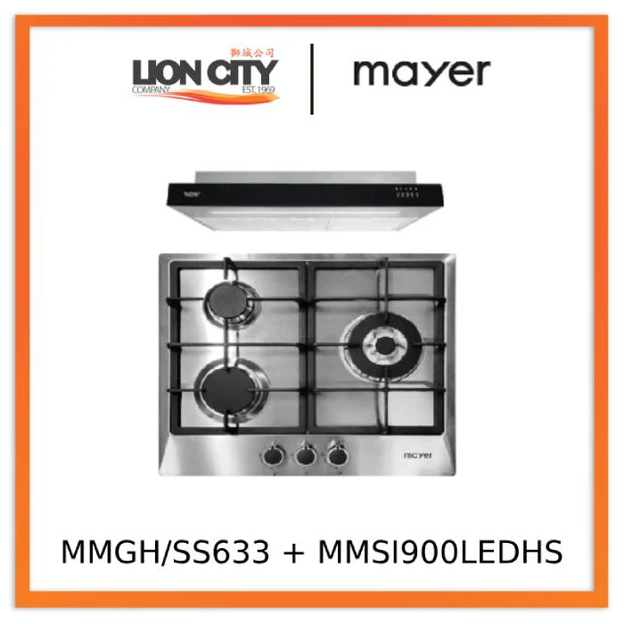 Mayer MMGH/SS633 60cm 3 Burner Glass Gas Hob + MMSI900LEDHS 90cm Semi-integrated Slimline Hood - Image 3
