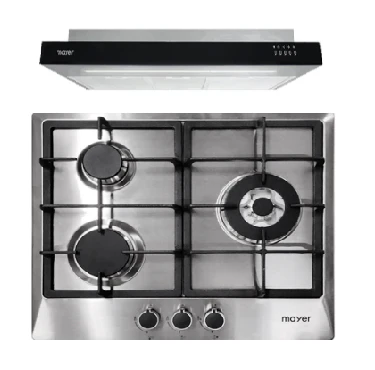 Mayer MMGH/SS633 60cm 3 Burner Glass Gas Hob + MMSI900LEDHS 90cm Semi-integrated Slimline Hood - Image 4